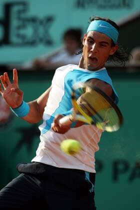 Rafael Nadal (Spanien) Tennis Herren French Open 2007, Grand Slam, ATP Tour Einzelbild Roland Garros Paris Dynamik, Tennis Herren French Open 2007, Grand Slam, ATP Tour Einzelbild Roland Garros Paris Dynamik,