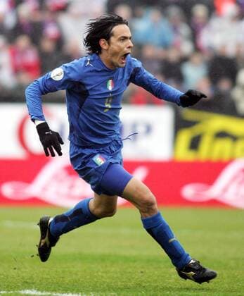 Filippo Inzaghi (Italien) - Torjubel - Fußball Länderspiel Herren EM Qualifikation, Nationalteam, Nationaltrikot, o0 2007 Einzelbild Torshavn Freude, Begeisterung, Fußball Länderspiel Herren EM Qualifikation, Nationalteam, Nationaltrikot, o0 2007 Einzelbild Torshavn Freude, Begeisterung,