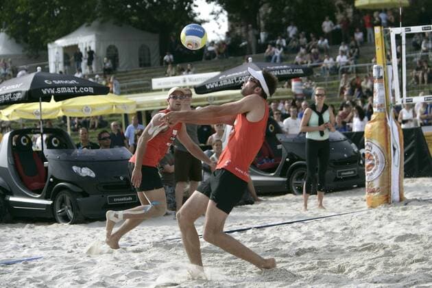 Kjell Schneider (re.) und Florian Huth (Deutschland) Beachvolleyball Herren Smart Beach Tour Dresden 2007 Gruppe Dresden Beachvolleyball Herren Smart Beach Tour Dresden 2007 Gruppe Dresden