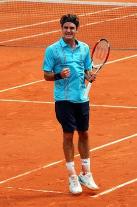 Roger Federer (Schweiz) jubelt - (pan20644) Tennis Herren French Open 2007, Grand Slam, ATP Tour, Halbfinale Einzelbild Roland Garros Paris Dynamik, Freude, Begeisterung, Tennis Herren French Open 2007, Grand Slam, ATP Tour, Halbfinale Einzelbild Roland Garros Paris Dynamik, Freude, Begeisterung,