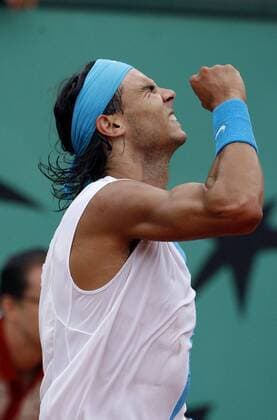 Rafael Nadal (Spanien) jubelt -  Tennis Herren French Open 2007, Grand Slam, ATP Tour Einzelbild Roland Garros Paris Freude, Tennis Herren French Open 2007, Grand Slam, ATP Tour Einzelbild Roland Garros Paris Freude,  