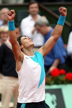 Rafael Nadal (Spanien) - Schlußjubel Tennis Herren French Open 2007, ATP Tour, Grand Slam Einzelbild Roland Garros Paris Freude, Tennis Herren French Open 2007, ATP Tour, Grand Slam Einzelbild Roland Garros Paris Freude,