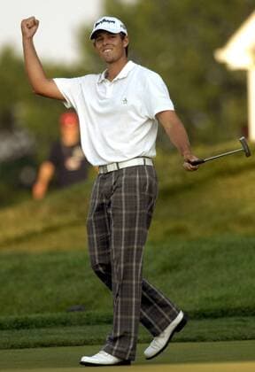 Aaron Baddeley (Australien) jubelt -  (OAK20070616309) Golf Herren US Open 2007, PGA Tour Einzelbild Oakmont Freude, Golf Herren US Open 2007, PGA Tour Einzelbild Oakmont Freude,