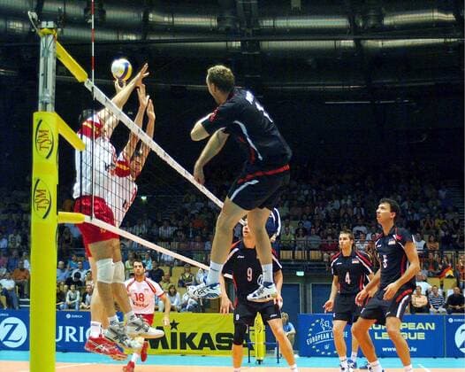 Marcus Popp (Deutschland, Mitte) - Schmetterball Volleyball Länderspiel Herren European League 2007, Nationalmannschaft, Nationaltrikot Gruppe Zwickau Dynamik, Volleyball Länderspiel Herren European League 2007, Nationalmannschaft, Nationaltrikot Gruppe Zwickau Dynamik,