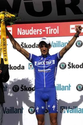 Alessandro Proni (Italien Quick Step Innergetic) gewinnt die 3. Etappe der Tour de Suisse 2007 -  Radsport Herren Tour de Suisse 2007, ProTour, Straßenradsport, Straße, Rad, Fleurop Einzelbild 3. Etappe: Brunnen - Nauders Freude, Radsport Herren Tour de Suisse 2007, ProTour, Straßenradsport, Straße, Rad, Fleurop Einzelbild 3. Etappe: Brunnen - Nauders Freude,