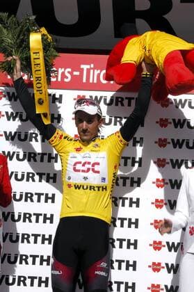 Fabian Cancellara (Schweiz CSC) ist Gesamtführender nach der 3. Etappe der Tour de Suisse 2007 -  Radsport Herren Tour de Suisse 2007, ProTour, Straßenradsport, Straße, Rad, Fleurop Einzelbild 3. Etappe: Brunnen - Nauders Freude, Radsport Herren Tour de Suisse 2007, ProTour, Straßenradsport, Straße, Rad, Fleurop Einzelbild 3. Etappe: Brunnen - Nauders Freude,