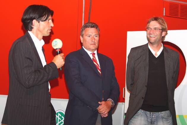 DFB Live Pressetermin 2007, v.li.: Manager Bruno Hübner (Wehen Wiesbaden), Präsident Dieter Müller (Offenbach), Trainer Jürgen Klopp (Mainz) Fußball 2. BL Herren DFB Live 2007, Roadshow, Sommertour, Veranstaltungsreihe Gruppe Mainz Fußball 2. BL Herren DFB Live 2007, Roadshow, Sommertour, Veranstaltungsreihe Gruppe Mainz