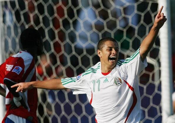 Javier Chicharito Hernandez (Mexiko U20) - Torjubel Fußball Länderspiel Herren U 20 WM 2007, Gruppe C, Nationalmannschaft, Nationaltrikot, Mexiko U20 Einzelbild Toronto Freude, Begeisterung, Fußball Länderspiel Herren U 20 WM 2007, Gruppe C, Nationalmannschaft, Nationaltrikot, Mexiko U20 Einzelbild Toronto Freude, Begeisterung,