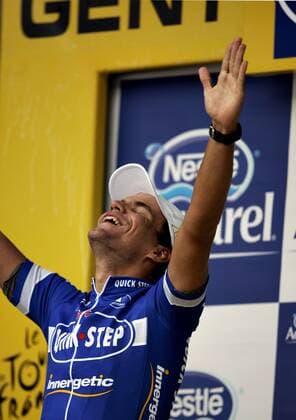 Gert Steegmans (Belgien Quick Step Innergetic) gewinnt die 2. Etappe der Tour de France 2007 -  Radsport Herren Tour de France 2007, ProTour, Straßenradsport, Straße, Rad Einzelbild 2. Etappe: Dünkirchen - Gent Glück, Begeisterung Freude, Radsport Herren Tour de France 2007, ProTour, Straßenradsport, Straße, Rad Einzelbild 2. Etappe: Dünkirchen - Gent Glück, Begeisterung Freude,