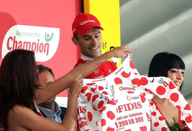 Stephane Auge (Frankreich Cofidis) übernimmt das Bergtrikot nach der 3. Etappe der Tour de France 2007 Radsport Herren Tour de France 2007, ProTour, Straßenradsport, Straße, Rad Gruppe 3. Etappe: Waregem - Compiegne Freude, Radsport Herren Tour de France 2007, ProTour, Straßenradsport, Straße, Rad Gruppe 3. Etappe: Waregem - Compiegne Freude,