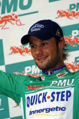 Tom Boonen (Belgien Quick Step Innergetic) im grünen Trikot bei der Siegerehrung zur 12. Etappe der Tour de France 2007 -  Radsport Herren Tour de France 2007, ProTour, Straßenradsport, Straße, Rad, Porträt 12. Etappe: Montpellier - Castres Freude, Radsport Herren Tour de France 2007, ProTour, Straßenradsport, Straße, Rad, Porträt 12. Etappe: Montpellier - Castres Freude,