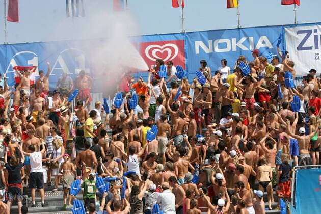Abkühlung für die Beachvolleyballfans zur Beach World Tour Klagenfurt 2007 Beachvolleyball Damen Beach World Tour 2007, Grand Slam, WorldTour Totale Klagenfurt Beachvolleyball Damen Beach World Tour 2007, Grand Slam, WorldTour Totale Klagenfurt