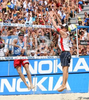 Peter Gartmayer (Österreich, re.) im Duell Beachvolleyball Herren Beach World Tour 2007, Grand Slam, WorldTour Gruppe Klagenfurt Dynamik, Beachvolleyball Herren Beach World Tour 2007, Grand Slam, WorldTour Gruppe Klagenfurt Dynamik,