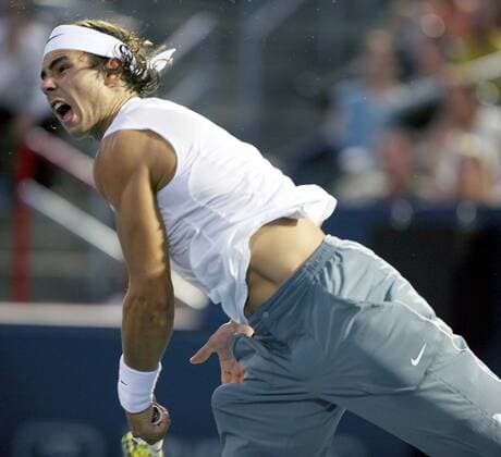 Rafael Nadal (Spanien) -  (mon2007081122) Tennis Herren Rogers Cup 2007, ATP Tour, Masters Series Einzelbild Montreal Dynamik, Anstrengung, Tennis Herren Rogers Cup 2007, ATP Tour, Masters Series Einzelbild Montreal Dynamik, Anstrengung,