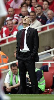 Trainer Arsene Wenger (Arsenal) enttäuscht -  Fußball Herren English Premier League 2007 2008, 1. Englische Liga, Arsenal FC London Einzelbild London Enttäuschung, Verzweiflung, Fußball Herren English Premier League 2007 2008, 1. Englische Liga, Arsenal FC London Einzelbild London Enttäuschung, Verzweiflung,