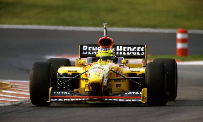 Ralf Schumacher (Deutschland Jordan Peugeot) in seinem Boliden Motorsport Grand Prix Herren Großer Preis von Luxemburg 1997, Formel 1 Weltmeisterschaft, F1, F, GP, WM Einzelbild Nürburgring Nürburg Motorsport Grand Prix Herren Großer Preis von Luxemburg 1997, Formel 1 Weltmeisterschaft, F1, F, GP, WM Einzelbild Nürburgring Nürburg