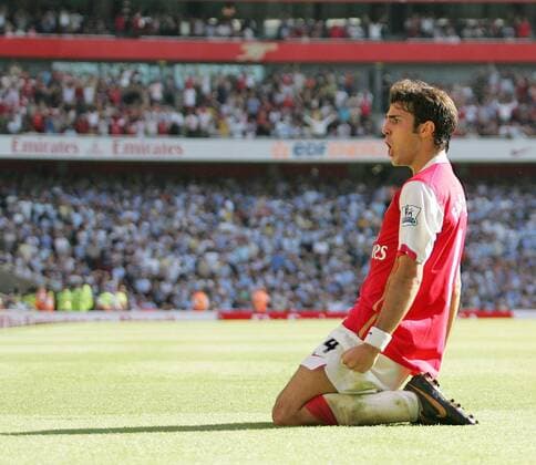 Cesc Fabregas (Arsenal) - Torjubel - EDITORIAL USE ONLY. No use with unauthorised audio, video, data, fixture lists, club league logos or live services. Online in-match use limited to 120 images, no video emulation. No use in betting, games or single club league player publications. Fußball Herren English Premier League 2007 2008, 1. Englische Liga, Arsenal FC London Einzelbild London Freude, Begeisterung, Fußball Herren English Premier League 2007 2008, 1. Englische Liga, Arsenal FC London Einzelbild London Freude, Begeisterung,