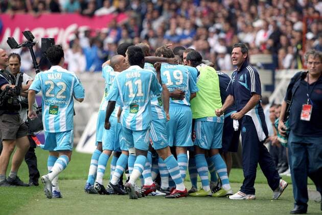 Torjubel Marseille -  (pan21985) Fußball Herren Ligue 1 2007 2008, 1. Französische Liga, Olympique Marseille, OM Totale Paris Freude, Fußball Herren Ligue 1 2007 2008, 1. Französische Liga, Olympique Marseille, OM Totale Paris Freude, 