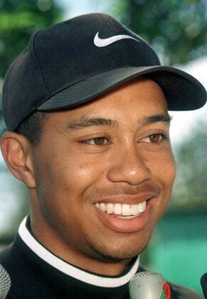 Eldrick Tiger Woods (USA) gut gelaunt -  (LAP97030207) Golf Herren Nissan Open 1997, PGA Tour, Porträt Los Angeles, LA, L A Freude, Golf Herren Nissan Open 1997, PGA Tour, Porträt Los Angeles, LA, L A Freude,