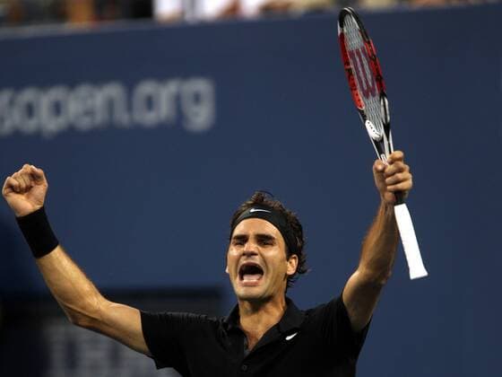 Roger Federer (Schweiz) gewinnt die US Open 2007 Tennis Herren US Open 2007, Grand Slam, ATP Tour, Finale, Endspiel Einzelbild Flushing Meadows New York, NY, NY Freude, Begeisterung, Tennis Herren US Open 2007, Grand Slam, ATP Tour, Finale, Endspiel Einzelbild Flushing Meadows New York, NY, NY Freude, Begeisterung,