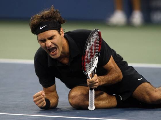 Roger Federer (Schweiz) gewinnt die US Open 2007 Tennis Herren US Open 2007, Grand Slam, ATP Tour, Finale, Endspiel Einzelbild Flushing Meadows New York, NY, NY Freude, Begeisterung, Tennis Herren US Open 2007, Grand Slam, ATP Tour, Finale, Endspiel Einzelbild Flushing Meadows New York, NY, NY Freude, Begeisterung,