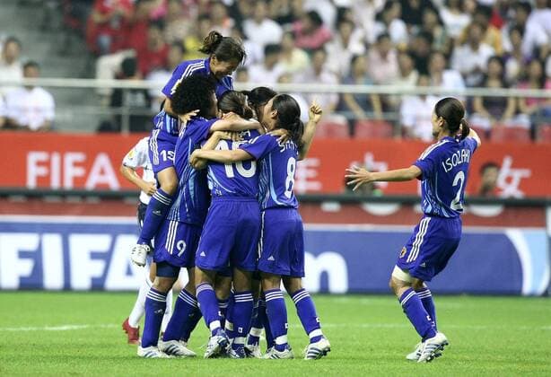 Torjubel Japan Fußball WM Damen WM 2007, Länderspiel, Nationalteam, Nationaltrikot, Frauen, Frauenfußball, Gruppe A Gruppe Shanghai Begeisterung, Freude, Fußball WM Damen WM 2007, Länderspiel, Nationalteam, Nationaltrikot, Frauen, Frauenfußball, Gruppe A Gruppe Shanghai Begeisterung, Freude,