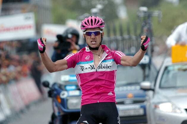 Andreas Klier (Deutschland T Mobile) gewinnt die 13. Etappe der Spanienrundfahrt 2007 - Radsport Herren Vuelta a Espana 2007, Spanienrundfahrt, ProTour, Straßenradsport, Straße, Rad, Einzelbild 13. Etappe: Hellin - Torre Pacheco Freude, Begeisterung, Radsport Herren Vuelta a Espana 2007, Spanienrundfahrt, ProTour, Straßenradsport, Straße, Rad, Einzelbild 13. Etappe: Hellin - Torre Pacheco Freude, Begeisterung,