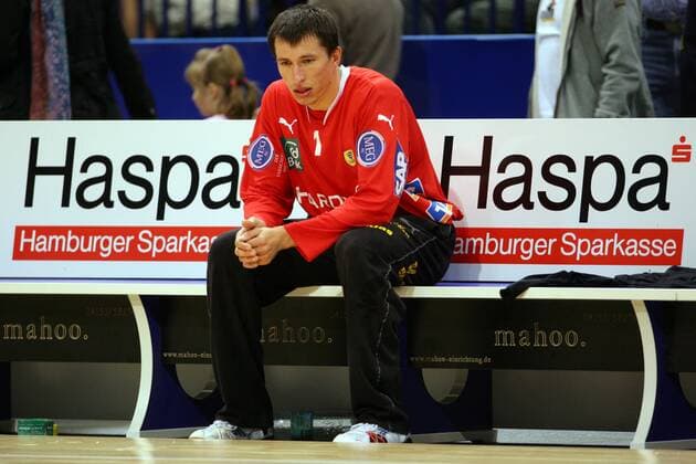 Torwart Slawomir Szmal (Rhein Neckar Löwen) Handball 1. BL Herren Saison 2007 2008, SG Kronau Östringen Einzelbild Hamburg Enttäuschung, Nachdenklichkeit, Handball 1. BL Herren Saison 2007 2008, SG Kronau Östringen Einzelbild Hamburg Enttäuschung, Nachdenklichkeit,