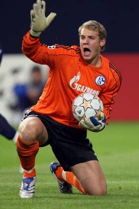 Torwart Manuel Neuer (Schalke) beschwert sich Fußball EC 1 Herren Champions League 2007 2008, FC Schalke 04 Einzelbild Gelsenkirchen Wut, Fußball EC 1 Herren Champions League 2007 2008, FC Schalke 04 Einzelbild Gelsenkirchen Wut,