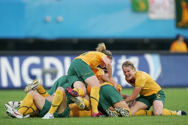 Torjubel Australien -  Fußball Länderspiel Damen WM 2007, Nationalmannschaft, Nationaltrikot, Frauen, Gruppe C, Frauenfußball, Australien Gruppe Chengdu Freude, Begeisterung, Fußball Länderspiel Damen WM 2007, Nationalmannschaft, Nationaltrikot, Frauen, Gruppe C, Frauenfußball, Australien Gruppe Chengdu Freude, Begeisterung,