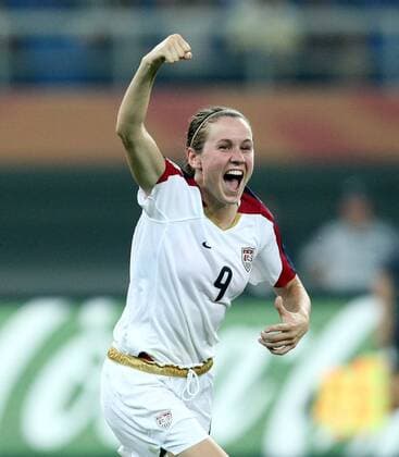 Heather O Reilly (USA) - Torjubel -  Fußball WM Damen WM 2007, Länderspiel, Nationalmannschaft, Nationaltrikot, Frauen, Frauenfußball, Viertelfinale, Einzelbild Tianjin Freude, Begeisterung, Fußball WM Damen WM 2007, Länderspiel, Nationalmannschaft, Nationaltrikot, Frauen, Frauenfußball, Viertelfinale, Einzelbild Tianjin Freude, Begeisterung,