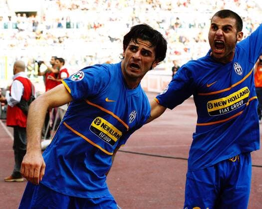 Vincenzo Iaquinta (li.) jubelt mit Antonio Nocerino (beide Juventus Turin) - Fußball Herren Serie A 2007 2008, 1. Italienische Liga, Juventus Turin, Juve Gruppe Rom Begeisterung, Freude, Fußball Herren Serie A 2007 2008, 1. Italienische Liga, Juventus Turin, Juve Gruppe Rom Begeisterung, Freude,