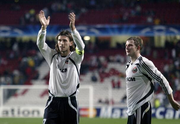 Dmytro Chygrynskiy (Donezk, li.) - Schlußjubel -  Fußball EC 1 Herren Champions League 2007 2008, Schachtjor Donetsk, Vdig Gruppe Lissabon Freude, Fußball EC 1 Herren Champions League 2007 2008, Schachtjor Donetsk, Vdig Gruppe Lissabon Freude,