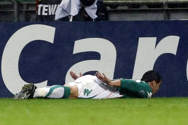 Hugo Almeida (Bremen) - Torjubel Fußball EC 1 Herren Champions League 2007 2008, SV Werder Bremen Einzelbild Bremen Freude, Fußball EC 1 Herren Champions League 2007 2008, SV Werder Bremen Einzelbild Bremen Freude,