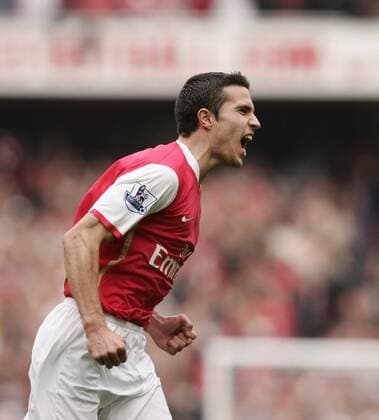 Robin van Persie (Arsenal) - Torjubel -  Fußball Herren English Premier League 2007 2008, 1. Englische Liga, FC Arsenal London Einzelbild London Freude, Begeisterung, Fußball Herren English Premier League 2007 2008, 1. Englische Liga, FC Arsenal London Einzelbild London Freude, Begeisterung,