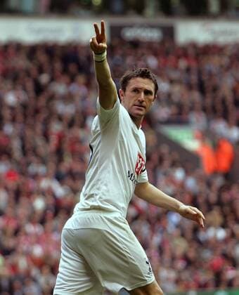 Robbie Keane (Tottenham Hotspurs) - Torjubel - EDITORIAL USE ONLY. No use with unauthorised audio, video, data, fixture lists, club league logos or live services. Online in-match use limited to 120 images, no video emulation. No use in betting, games or single club league player publications. Fußball Herren English Premier League 2007 2008, 1. Englische Liga, Tottenham Hotspur, Spurs Einzelbild Liverpool Freude, Fußball Herren English Premier League 2007 2008, 1. Englische Liga, Tottenham Hotspur, Spurs Einzelbild Liverpool Freude,