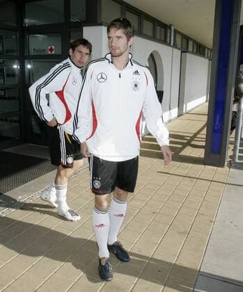 Arne Friedrich (re.) und Patrick Helmes (beide Deutschland) Fußball Herren Nationalteam 2007, Training Gruppe Berlin Fußball Herren Nationalteam 2007, Training Gruppe Berlin