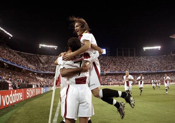 Diego Capel (re.) und Jesus Navas (beide FC Sevilla) - Torjubel -  - NOxONLINExUSE Fußball EC 1 Herren Champions League 2007 2008, FC Sevilla, Vdig Gruppe Estadio Ramon Sanchez Pizjuan Sevilla Freude, Begeisterung, Fußball EC 1 Herren Champions League 2007 2008, FC Sevilla, Vdig Gruppe Estadio Ramon Sanchez Pizjuan Sevilla Freude, Begeisterung,