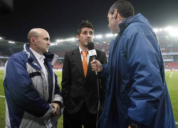 David Villa (Valencia) im Interview -  - NOxONLINExUSE Fußball EC 1 Herren Champions League 2007 2008, Valencia CF Gruppe Trondheim Fußball EC 1 Herren Champions League 2007 2008, Valencia CF Gruppe Trondheim