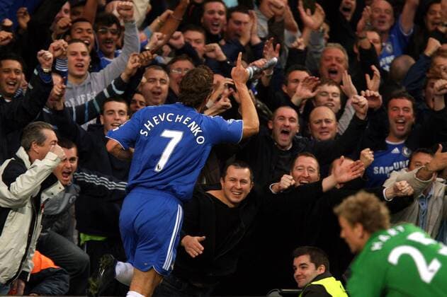 Andriy Shevchenko (Chelsea) - Torjubel vor dem Fanblock -  Fußball Herren English Premier League 2007 2008, 1. Englische Liga, Chelsea FC London Totale Aufmacher, premiumd London Begeisterung, Freude, Fußball Herren English Premier League 2007 2008, 1. Englische Liga, Chelsea FC London Totale Aufmacher, premiumd London Begeisterung, Freude,