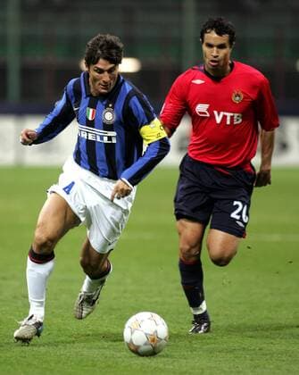 Javier Zanetti (Inter Mailand, li.) gegen Dudu Cearense (ZSKA Moskau) - Fußball EC 1 Herren Champions League 2007 2008, FC Internazionale Mailand - CSKA Moskau 4:2, Inter Gruppe Mailand Dynamik, Fußball EC 1 Herren Champions League 2007 2008, FC Internazionale Mailand - CSKA Moskau 4:2, Inter Gruppe Mailand Dynamik,