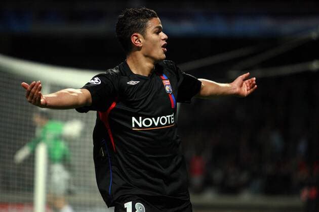 Hatem Ben Arfa (Lyon) - Torjubel -  Fußball EC 1 Herren Champions League 2007 2008, Olympique Lyonnais, OL Einzelbild Lyon Freude, Fußball EC 1 Herren Champions League 2007 2008, Olympique Lyonnais, OL Einzelbild Lyon Freude, 