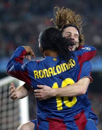 Lionel Messi (re.) und Ronaldinho (beide FC Barcelona) - Torjubel -  - NOxONLINExUSE Fußball EC 1 Herren Champions League 2007 2008, FC Barcelona, Barca Gruppe Barcelona Freude, Begeisterung, Fußball EC 1 Herren Champions League 2007 2008, FC Barcelona, Barca Gruppe Barcelona Freude, Begeisterung,