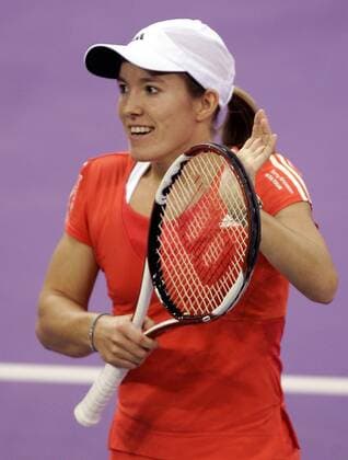 Justine Henin (Belgien) jubelt -  (pan23125) Tennis WM Damen Sony Ericsson Championships 2007, WTA Tour Einzelbild Madrid Freude, Tennis WM Damen Sony Ericsson Championships 2007, WTA Tour Einzelbild Madrid Freude, 