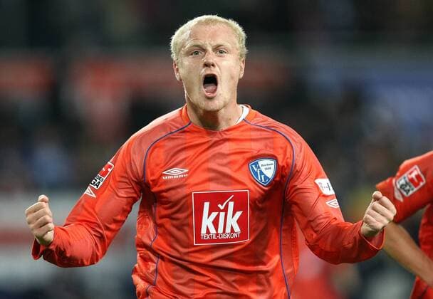 Tommy Bechmann (Bochum) - Torjubel Fußball 1. BL Herren Saison 2007 2008, VfL Bochum Einzelbild Duisburg Freude, Begeisterung, Fußball 1. BL Herren Saison 2007 2008, VfL Bochum Einzelbild Duisburg Freude, Begeisterung,