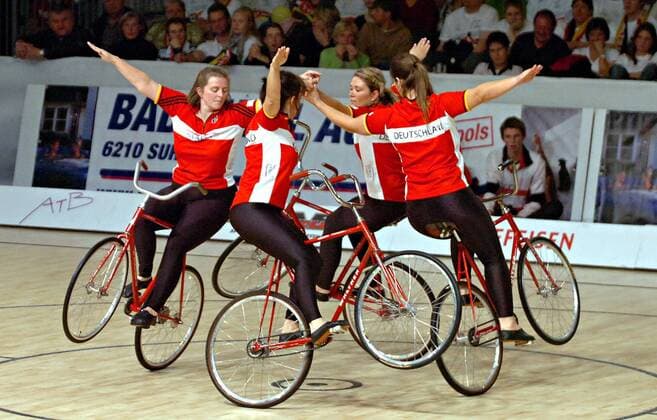 Team Deutschland, mit Manuela Dieterle, Katja Gaißer, Simone Rudolf und Ines Rudolf Radsport WM Damen WM 2007, Kunstrad, Hallenradsport, Kunstradsport, Kunstradfahren, Rad, Halle, Indoor Gruppe Winterthur Radsport WM Damen WM 2007, Kunstrad, Hallenradsport, Kunstradsport, Kunstradfahren, Rad, Halle, Indoor Gruppe Winterthur