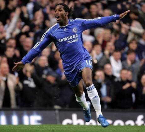 Didier Drogba (Chelsea) - Torjubel - EDITORIAL USE ONLY. No use with unauthorised audio, video, data, fixture lists, club league logos or live services. Online in-match use limited to 120 images, no video emulation. No use in betting, games or single club league player publications. Fußball Herren English Premier League 2007 2008, 1. Englische Liga, Chelsea FC London Einzelbild London Freude, Begeisterung Fußball Herren English Premier League 2007 2008, 1. Englische Liga, Chelsea FC London Einzelbild London Freude, Begeisterung