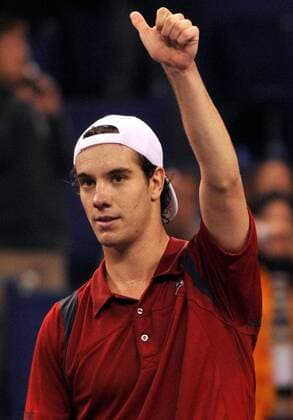 Richard Gasquet (Frankreich) - Schlussjubel -  (IMCpau16105001) Tennis WM Herren ATP Masters Cup 2007, Series, Tour Einzelbild Shanghai Freude, Tennis WM Herren ATP Masters Cup 2007, Series, Tour Einzelbild Shanghai Freude,