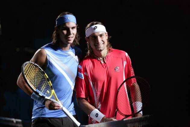 Rafael Nadal (Spanien, li.) und David Ferrer (Frankreich) -  (IMCpau16107801) Tennis WM Herren ATP Masters Cup 2007, Series, Tour Gruppe Shanghai Tennis WM Herren ATP Masters Cup 2007, Series, Tour Gruppe Shanghai