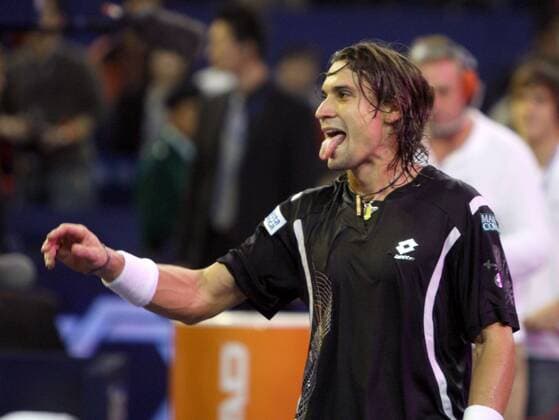 David Ferrer (Spanien) streckt erschöpft die Zunge heraus Tennis Herren ATP Masters Cup 2007, Series, Tour, Halbfinale o0 WM Einzelbild Shanghai Erschöpfung, Tennis Herren ATP Masters Cup 2007, Series, Tour, Halbfinale o0 WM Einzelbild Shanghai Erschöpfung,
